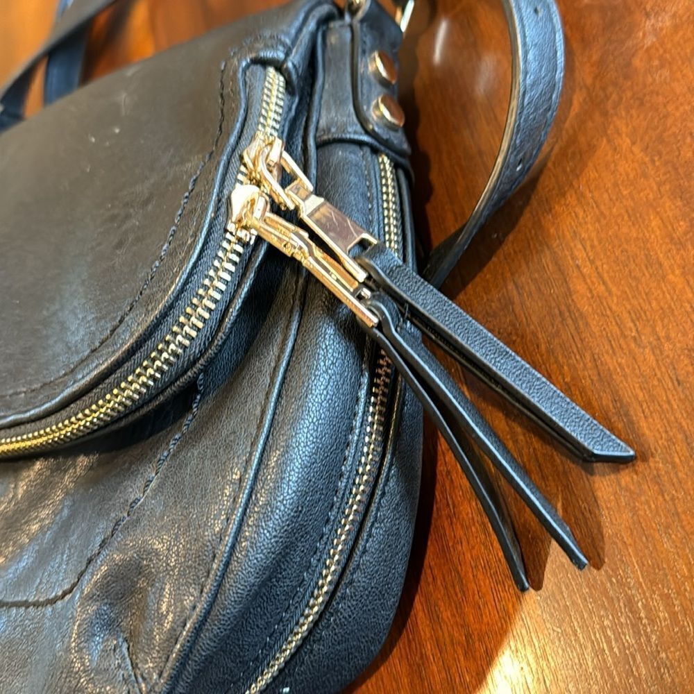 Antik Kraft Black Faux Leather Crossbody Bag | Adjustable Strap Zip Flap Purse - Picture 6 of 13